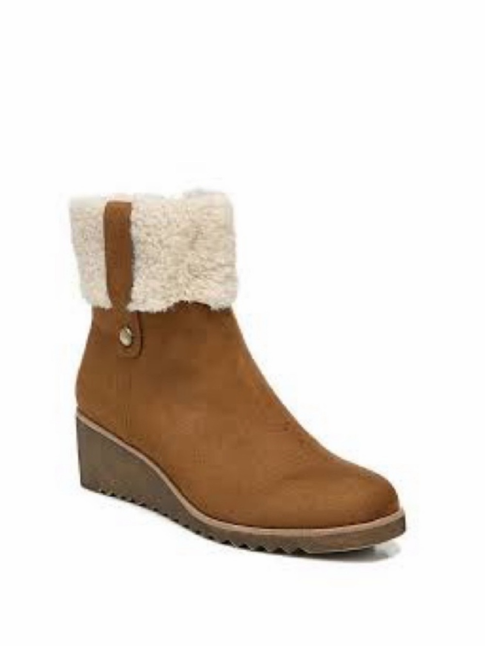 NEW LifeStride Zurich Womens Microsuede Faux Fur Ankle BootsToffee Micro 10